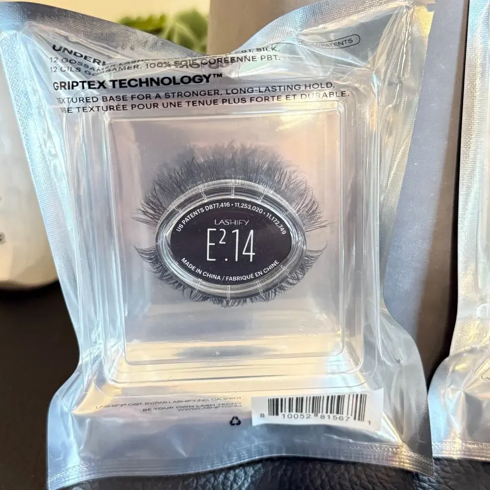2 Packs Lashify E2 14mm  Extreme Gossamer Lash with Griptite Tech- Sealed Black
